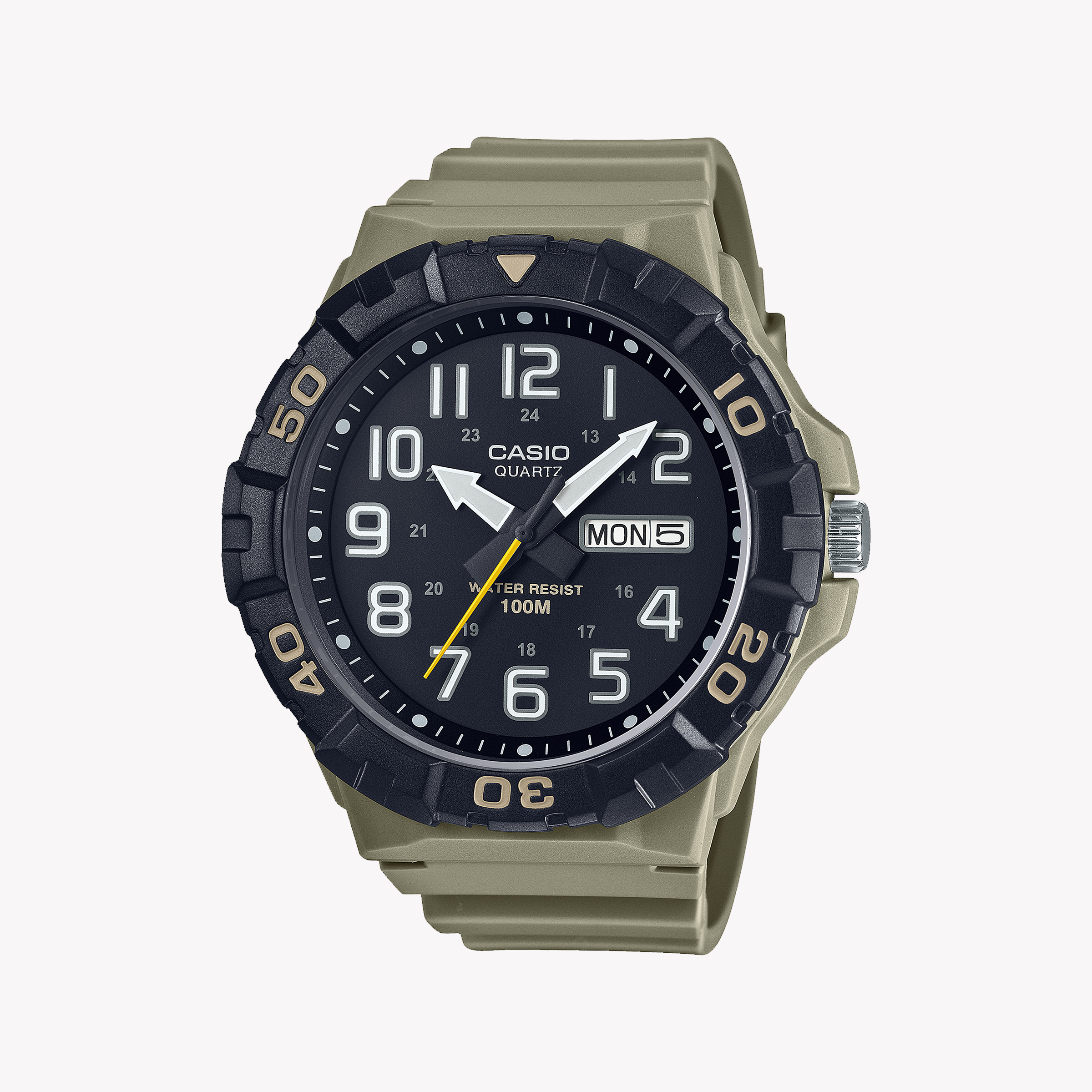 Men's Digital Watches for Retro Charm-Casio Men's Black Resin Watch, Green Band | MRW-210H-5AVDF