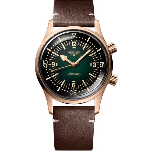 Women's Pilot Watches for UV Protection-Longines Legend Diver Green dial Men 42mm