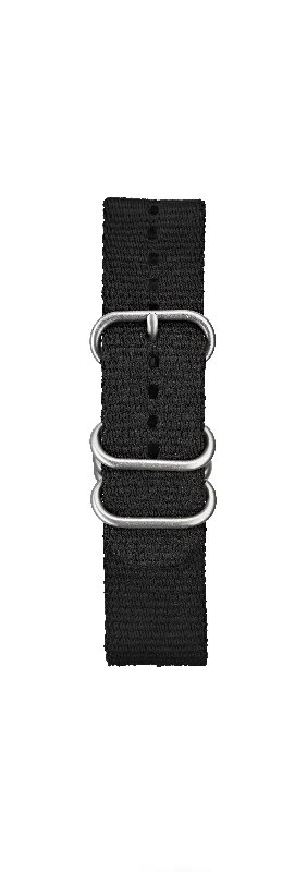 Men's Military Watches for Stealth Missions-STR-N03: Black Ballistic Military Webbing Strap