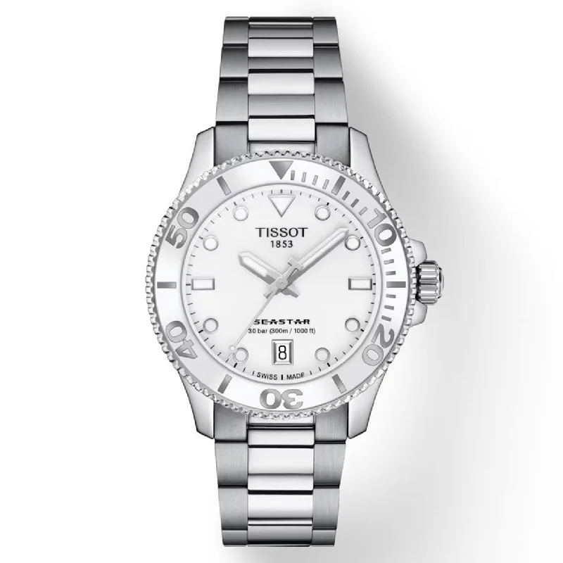 Women's Heritage Watches with Altimeter Calibration-Tissot T-Sport White Dial Women 36mm