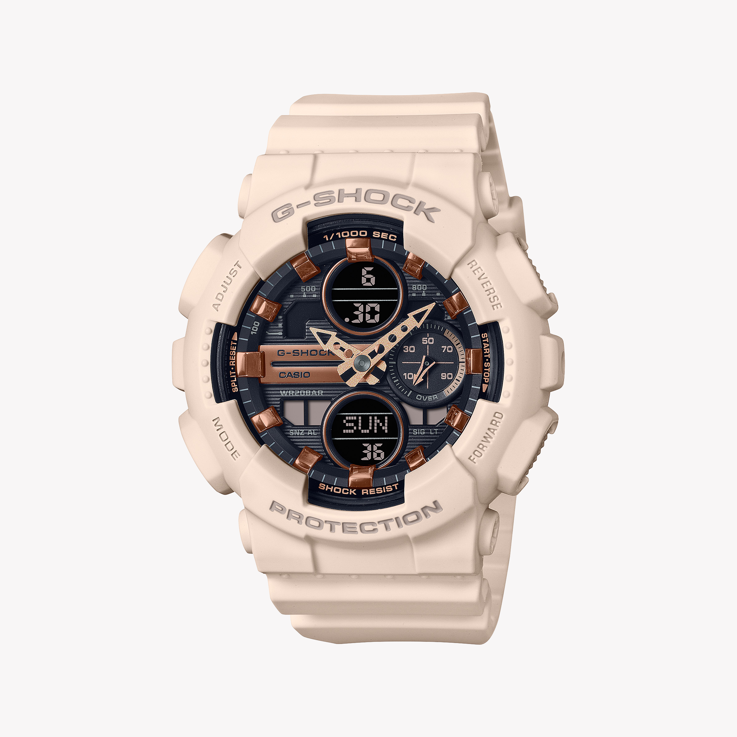 Men's Digital Watches with Classic Design-CASIO G-SHOCK GMA-S140M-4ADR ELEGANT ADVENTURER - CHIC BEIGE WOMEN'S WATCH with durable resin band and versatile digital features