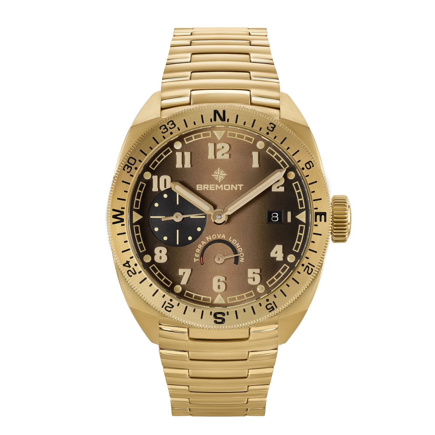 Men's Military Watches for Historical Conservation-Terra Nova 40.5 Power Reserve Bronze