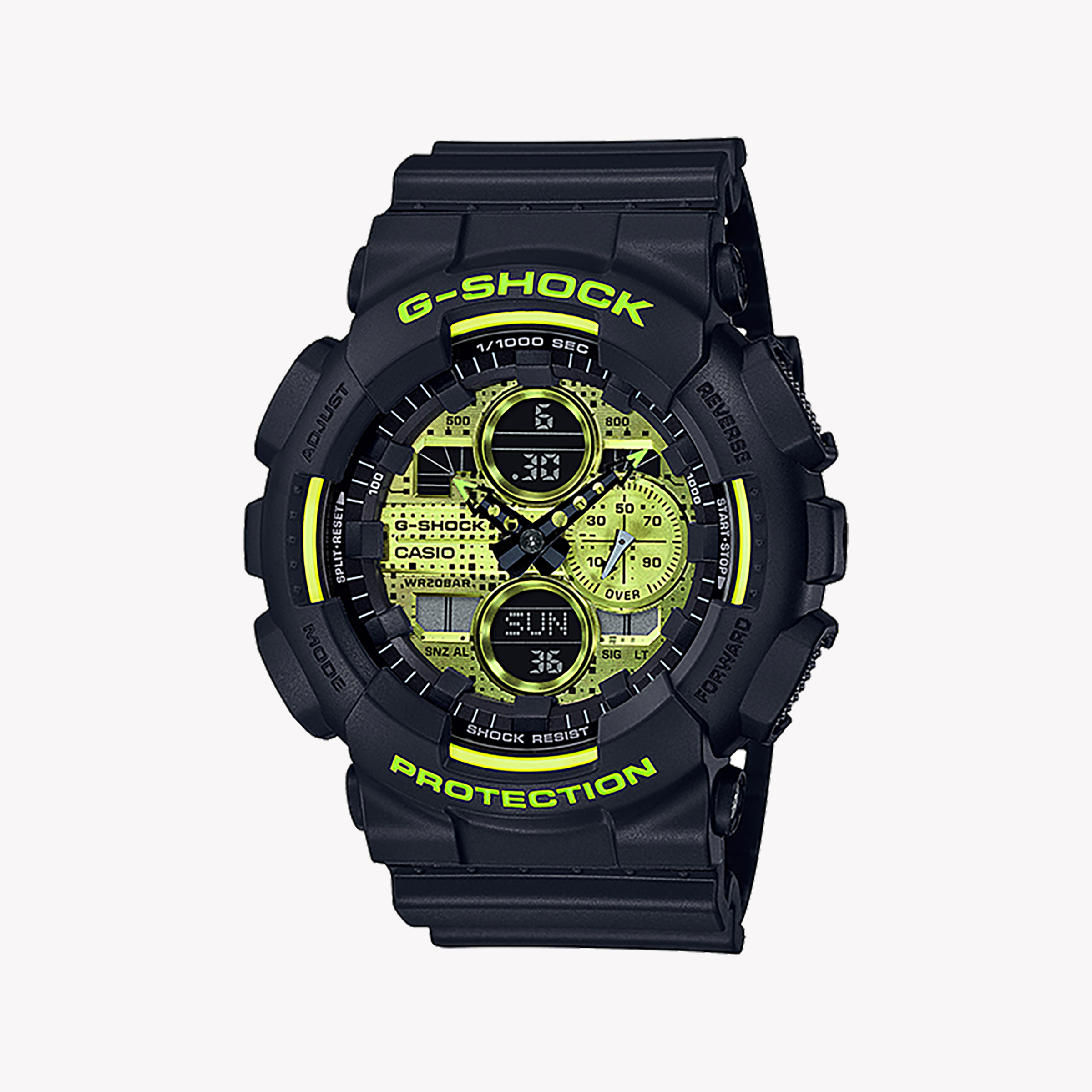 Digital Watches for Men with Hygrometer Feature-CASIO G-SHOCK GA-140DC-1ADR - BOLD BLACK SPORTY TIMEPIECE FOR MEN