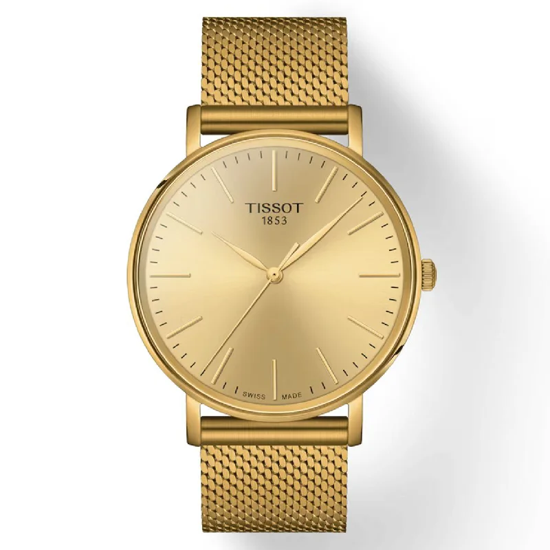 Women's Heritage Watches for Adventure Seekers-Tissot T-Classic Everytime Champagne Dial Men 40mm