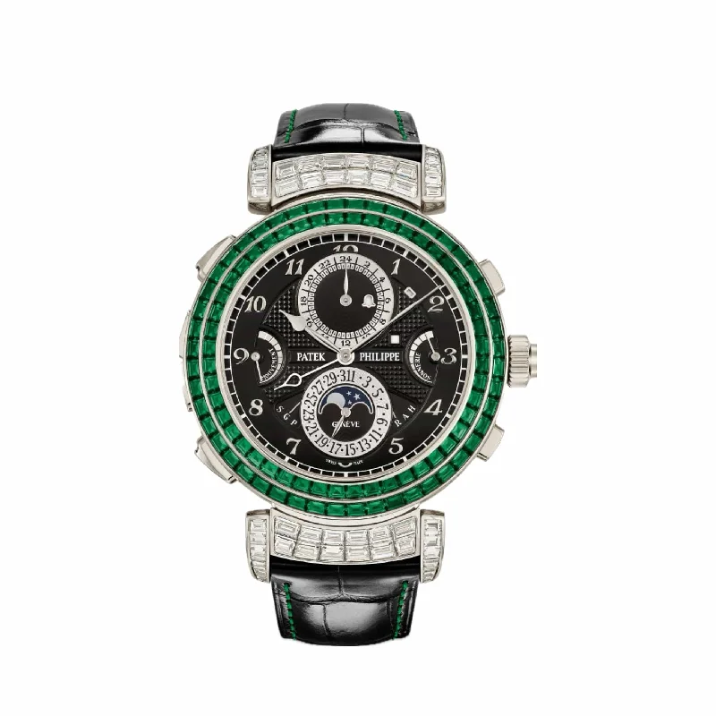 Men's Patek Philippe Watches with Unique Designs-Patek Philippe Grand Complications 6300/403G-001 Grandmaster Chime White Gold Emeralds