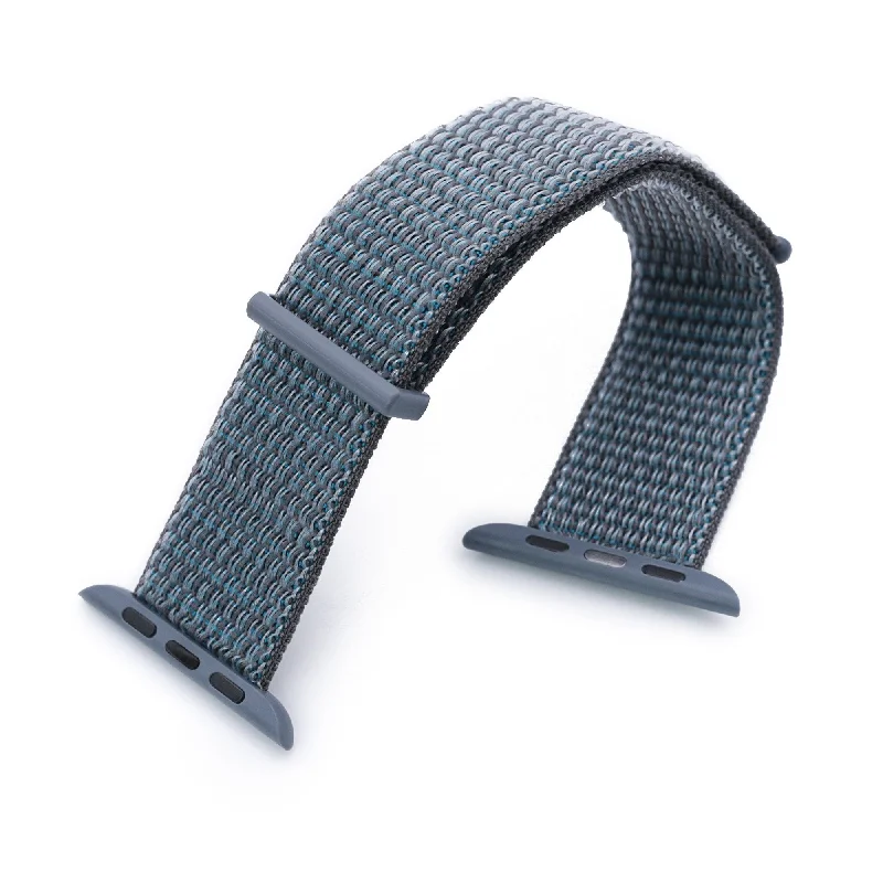Men's Military Watches with Anti-Magnetic Properties-22mm Grey Hook & Loop Durable Nylon Watch Band compatible with Apple Watch 44mm / 45mm models