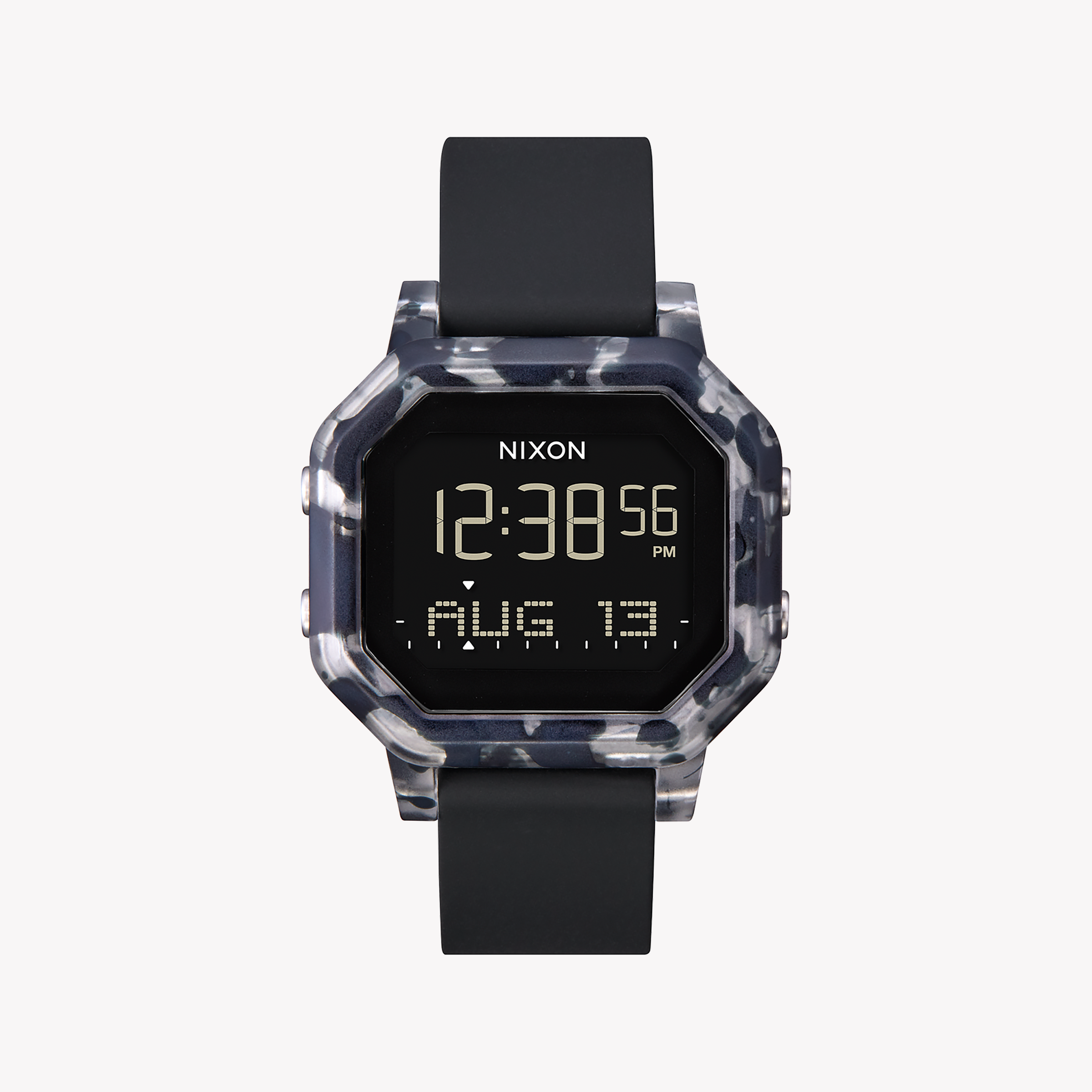 Men's Digital Watches for Retro Charm-Nixon Men's Black Rubber Watch, Plastic Case | A1210-2882