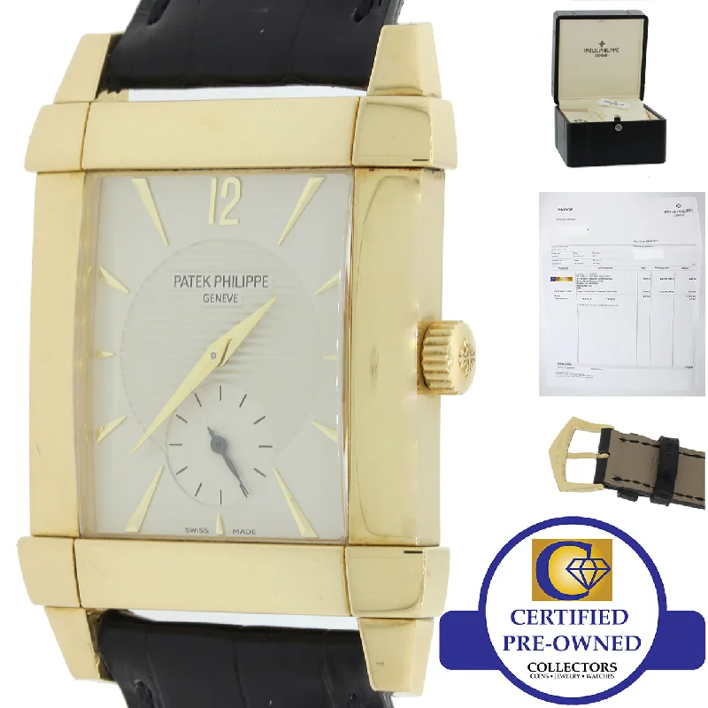 Patek Philippe Night Out Style Watches for Women-Deco Patek Philippe Gondolo 18k Gold 32mm Silver Dial Manual 5111 J Watch w Box