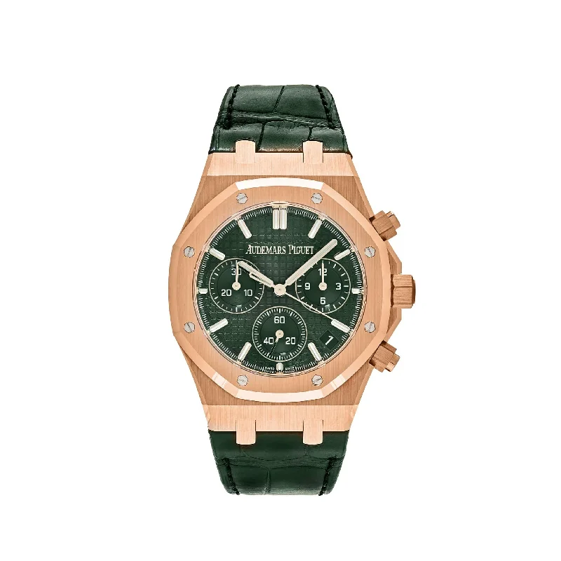 Men's Audemars Piguet Unique Shape Watches-Audemars Piguet Royal Oak 26240OR.OO.D404CR.01 Chronograph '50th Anniversary' Rose Gold Green Dial