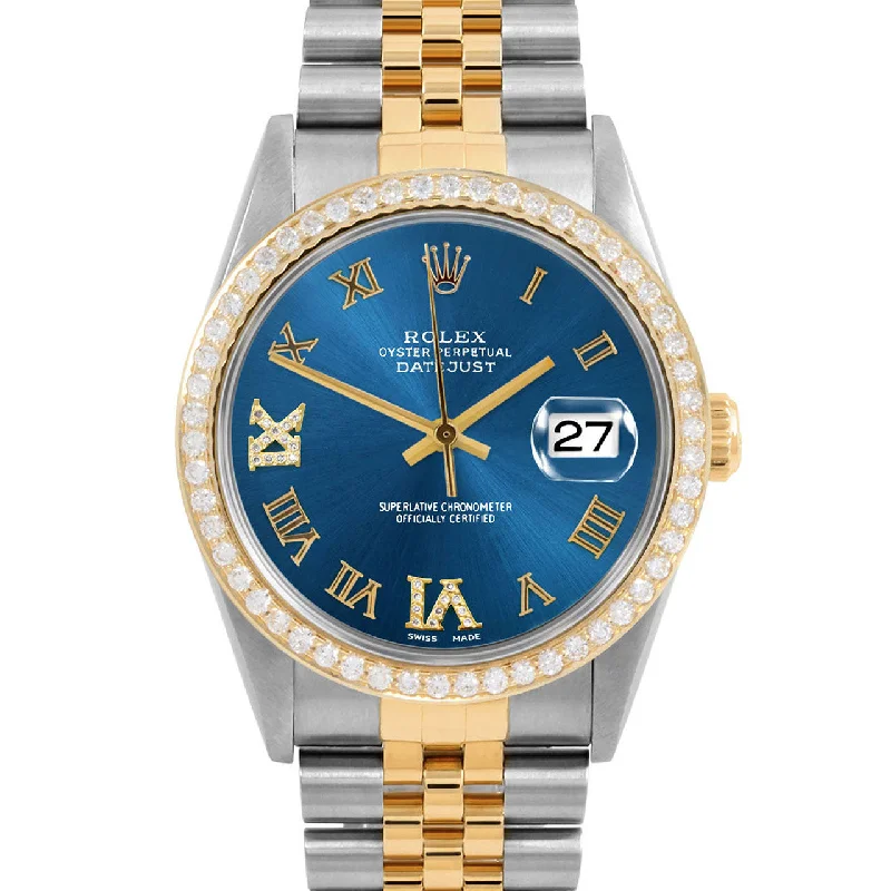 men's Rolex watches with retrograde display -​Rolex Datejust 36mm | 16233-BLU-RDR69-BDS-JBL