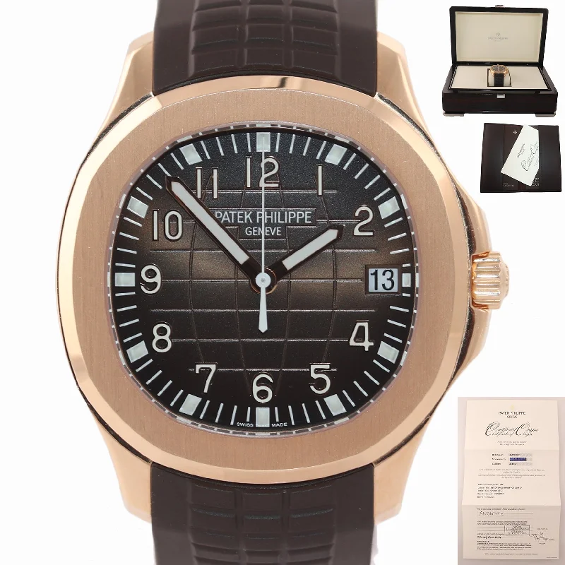 Patek Philippe Analog Watches for Women-2016 PAPERS 5167R Patek Philippe Aquanaut Rose Gold Brown 40mm Tropical Watch