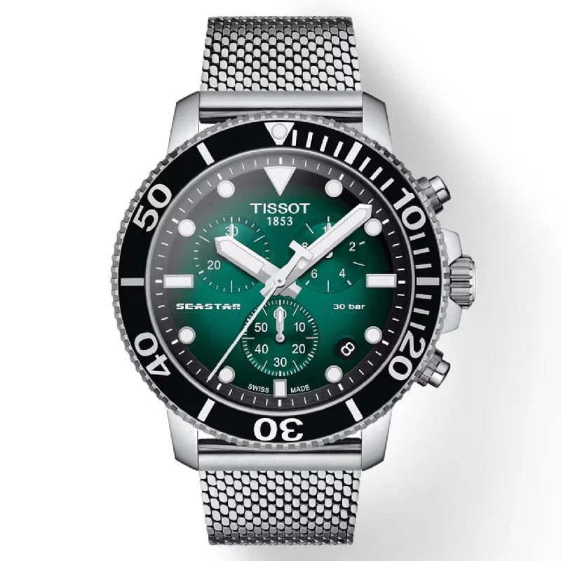Women's Heritage Watches with Minimalist Style-Tissot T-Sport Black & Green Dial Men 45.5mm