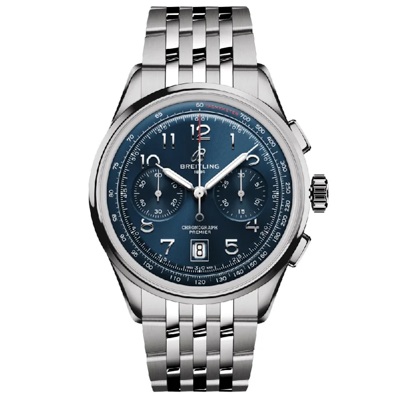 Women's Chronograph Watches for Retro Charm-Breitling Premier B01 Chronograph 42mm Blue Dial Automatic Gents Watch AB0145171C1A1