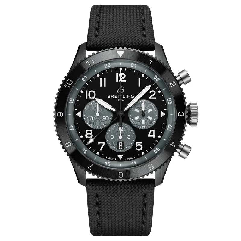 Women's Chronograph Watches with Aviation Theme-Breitling Super AVI B04 GMT Mosquito Night Fighter 46mm Black Dial Automatic Chronograph Gents Watch SB04451A1B1X1