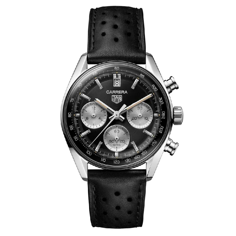 Women's Chronograph Watches for Modern Design-TAG Heuer Carrera 39mm Black Dial Automatic Chronograph Gents Watch CBS2210.FC6534