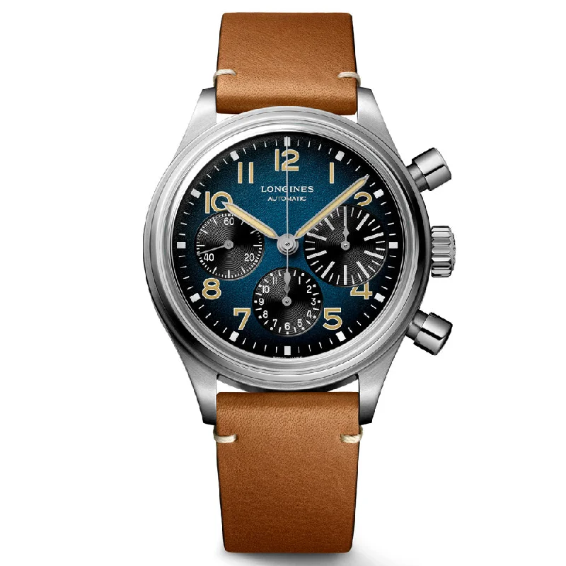 Women's Chronograph Watches for UV Protection-Longines Avigation BigEye 41mm Petroleum Dial Titanium Automatic Chronograph Gents Watch L2.816.1.93.2