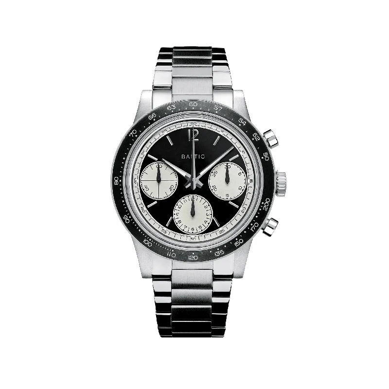 Women's Chronograph Watches for Mountain Climbing-Baltic Tricompax Reverse Panda