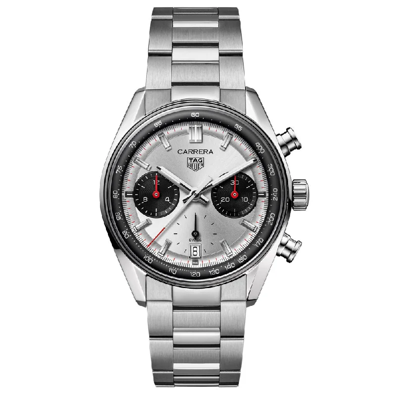 Women's Chronograph Watches for Navigation Instruments-TAG Heuer Carrera 39mm Silver Dial Automatic Chronograph Gents Watch CBS2216.BA0041