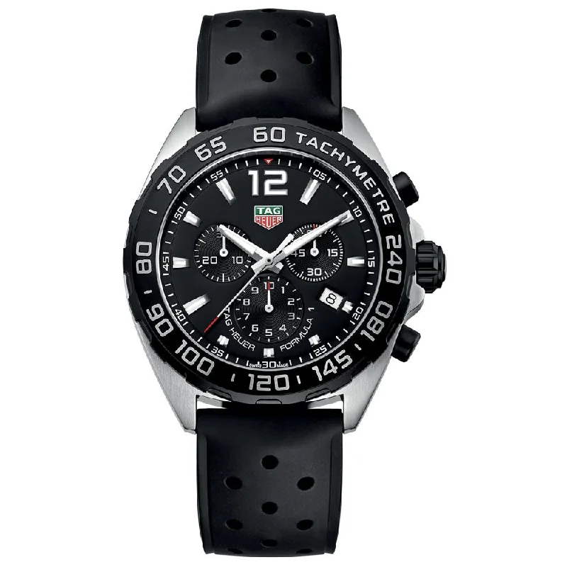 Women's Chronograph Watches with Countdown Timer-TAG Heuer Formula 1 43mm Black Dial Quartz Chronograph Gents Watch CAZ1010.FT8024