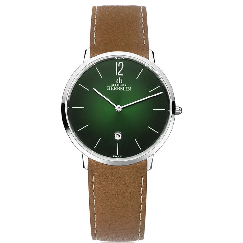 Men's Luxury Style Dress Watches for Opulent Designs-Herbelin Montre City Men's Green Watch 19515/16NGO