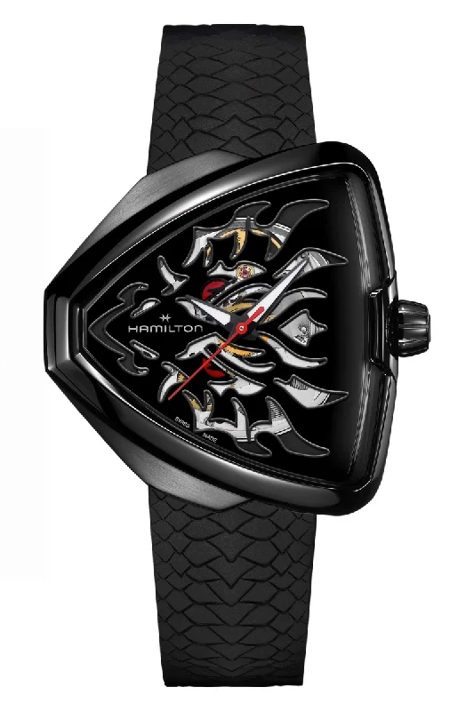Men's Analog Design Dress Watches with Classic Designs-Hamilton Ventura Elvis80 Skeleton 'Year of the Dragon' Automatic H24535332
