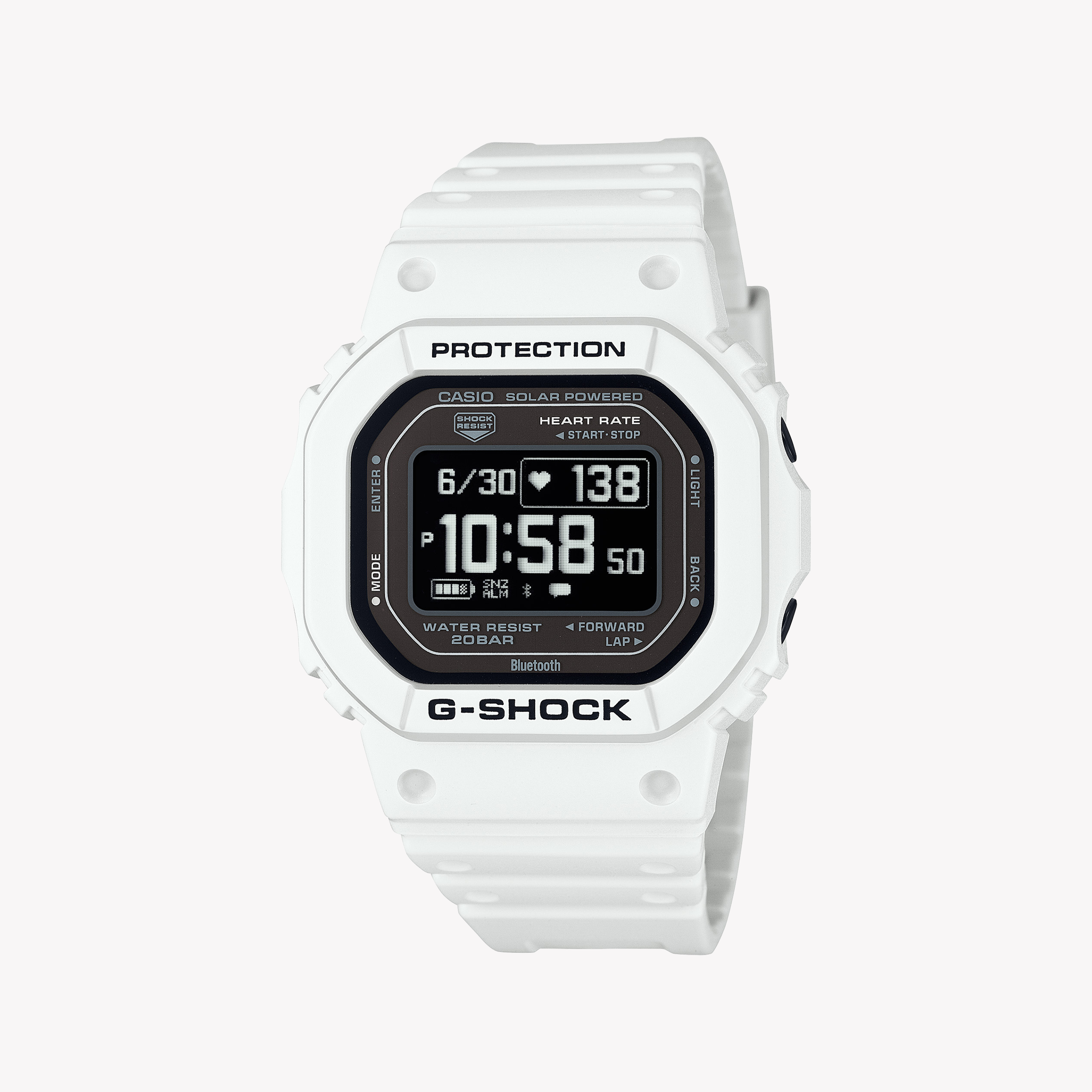 Men's Digital Watches with Advanced Navigation-G-SHOCK Men's White Resin Sport Watch, Digital Dial | DW-H5600-7DR