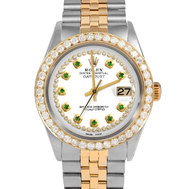 men's Rolex watches with rainbow gemstone bezel -​Rolex Datejust 36mm | 1601-TT-WHT-STRE-25CT-JBL