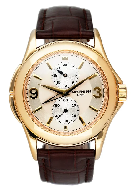 Men's Patek Philippe Watches with Altimeter Calibration-Patek Philippe Calatrava Travel Time 5134J Mens Watch
