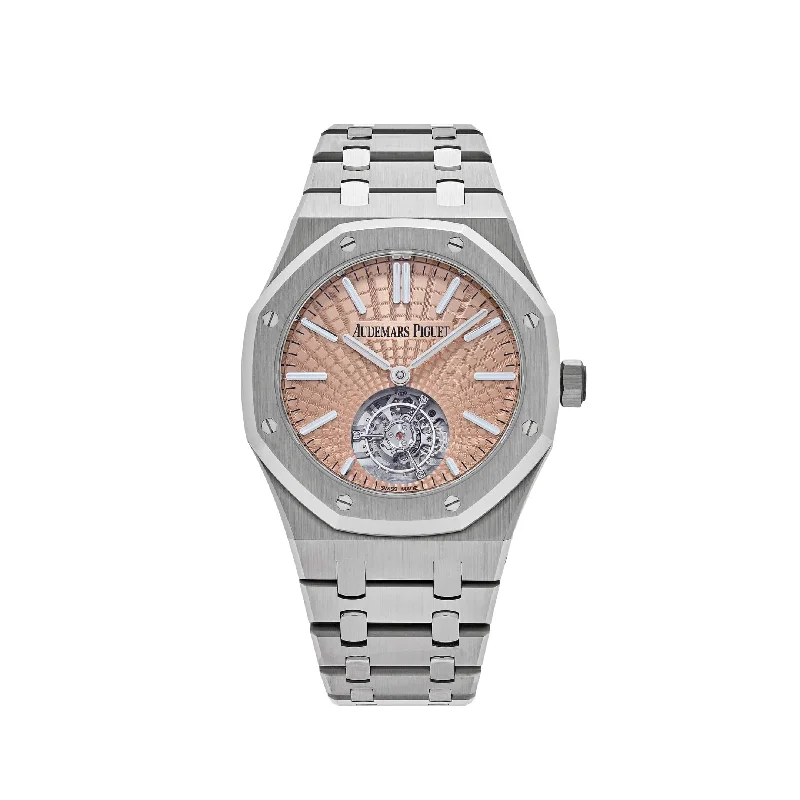 Men's Audemars Piguet Formal Event Watches-Audemars Piguet Royal Oak 26531TI.OO.1220TI.01 Selfwinding Flying Tourbillon Titanium Salmon Dial Limited Edition (2024)