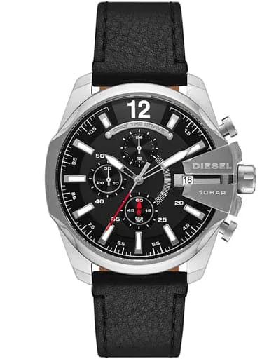 Men's Chronograph Watches for Retro Charm-Diesel Baby Chief Chronograph Black Leather Watch Dz4592