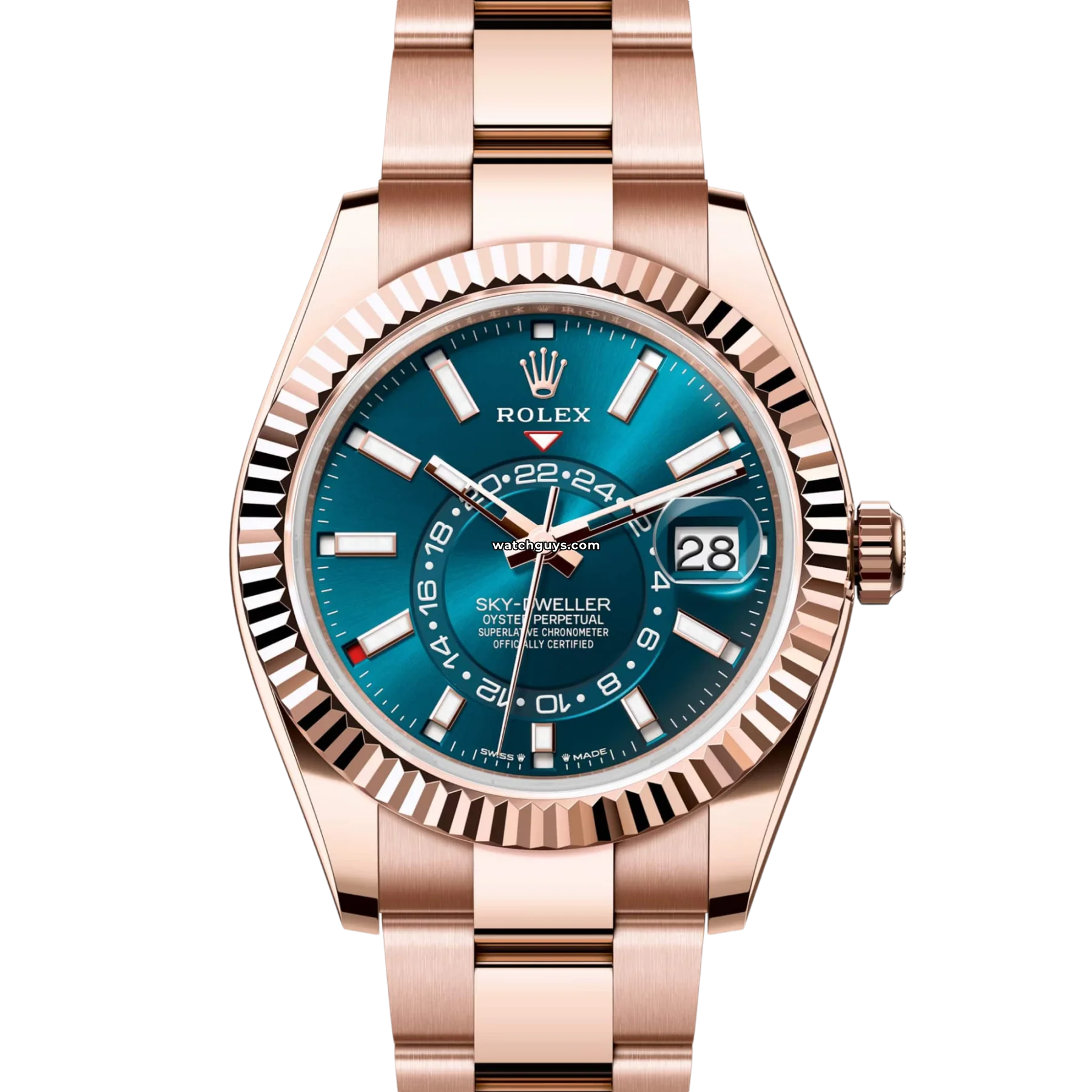 Women's Rolex Eco-Drive Style Watches-Rolex Sky-Dweller 336935 Everose Blue Green