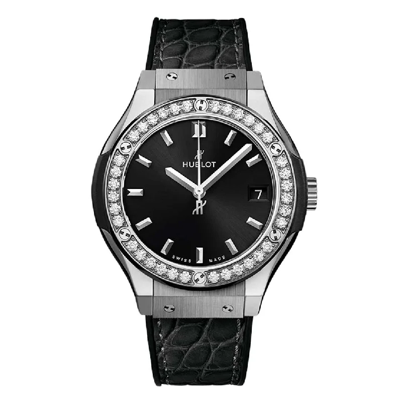 Men's Quartz Watches for Special Occasions-HUBLOT, CLASSIC FUSION TITANIUM DIAMONDS