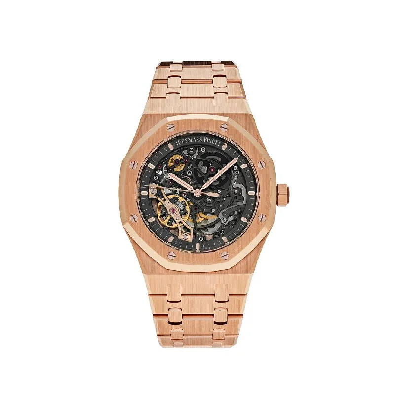 Men's Audemars Piguet Gift Watches-Audemars Piguet Royal Oak 15407OR.OO.1220OR.01 Double Balance Wheel Openworked Rose Gold