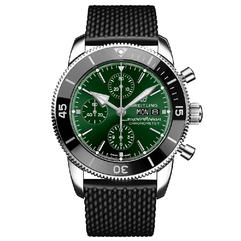 Women's Chronograph Watches with Advanced Navigation-Breitling Superocean Heritage Chronograph 44mm Green Dial Automatic Gents Watch A13313121L1S1