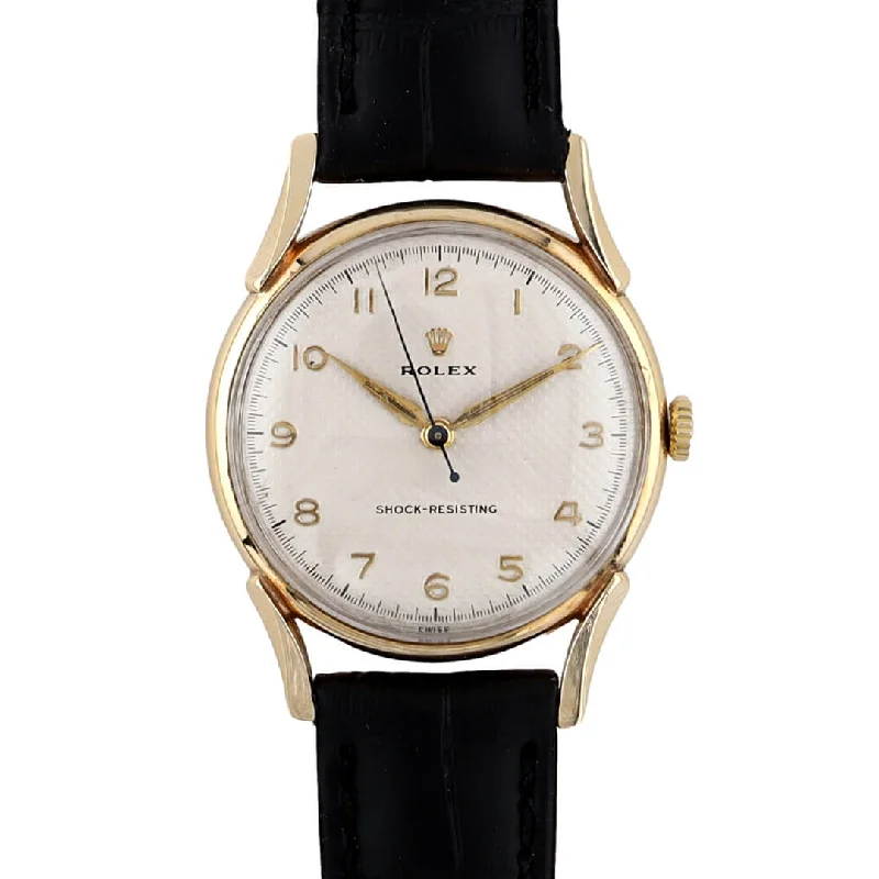 men's Rolex watches with luminous hands -​Rolex Shock-Resisting Honeycomb Dial 9k Gold, 1955