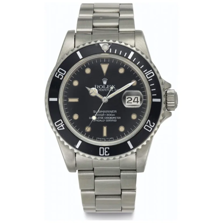 men's Rolex watches with engine-turned bezel -​Rolex Submariner Date 16800 (Pre-Owned)