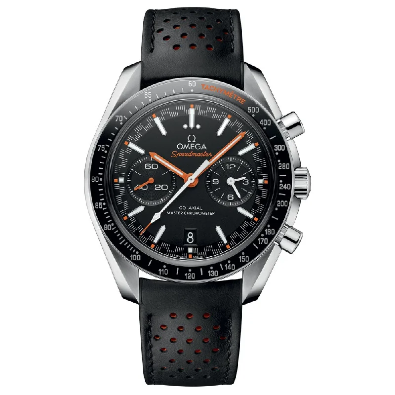 Women's Chronograph Watches with Luxury Materials-OMEGA Speedmaster Racing Chronograph 44.25mm Black Dial Automatic Gents Watch 32932445101001