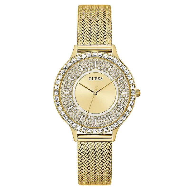 Women's Pilot Watches with Business Meeting Style Inspiration-Guess Soiree Gold Dial Women 38mm