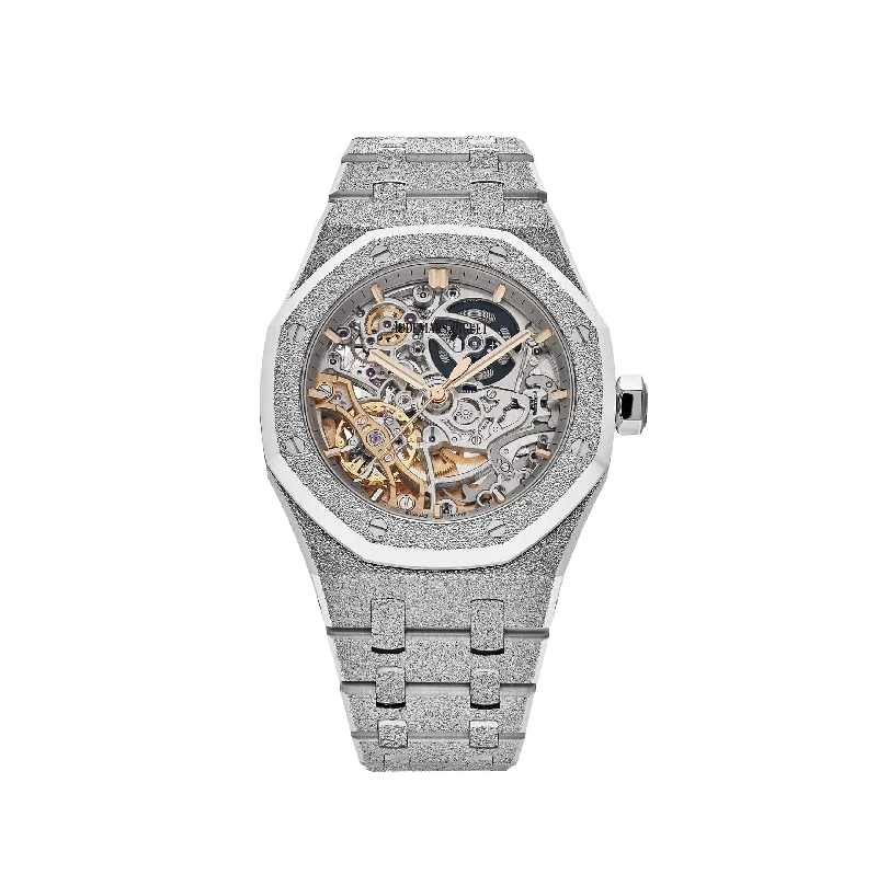 Men's Audemars Piguet Round Case Style Watches-Audemars Piguet Royal Oak 15466BC.GG.1259BC.01 Double Balance Wheel Frosted White Gold (2023)