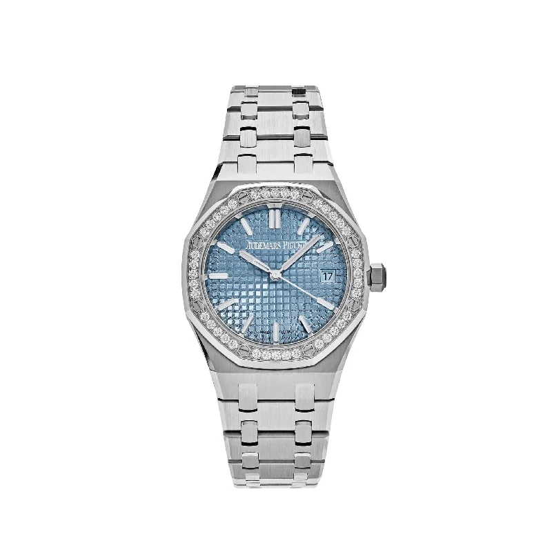 Men's Audemars Piguet Handmade Design Watches-Audemars Piguet Royal Oak 77451ST.ZZ.1361ST.03 'Ladies' Selfwinding Stainless Steel Blue Dial Diamond Bezel (2024)