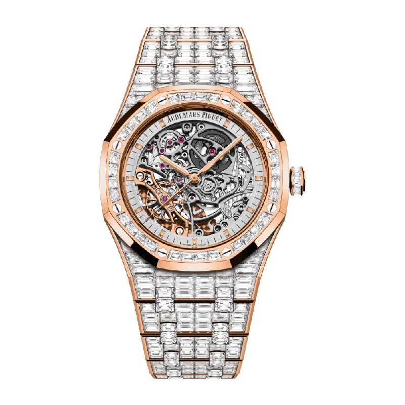 Men's Audemars Piguet Everyday Wear Design Watches-Audemars Piguet Royal Oak 15417OR.ZZ.1267OR.01.A Double Balance Wheel Openworked Baguette Bezel