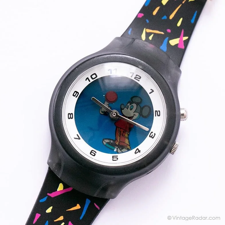 Women's Pilot Watches for Birthday Gifts-Digital Illustration Mickey Mouse Watch | Vintage SII by Seiko Disney Watch