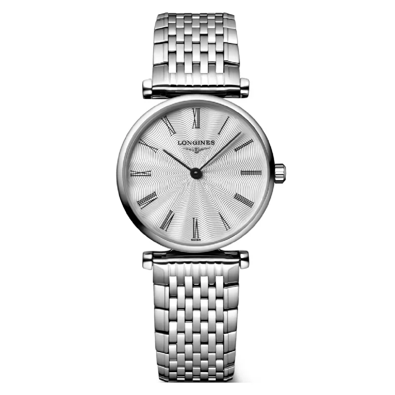 Women's Pilot Watches with Laser Engraving-Longines La Grande Classique De Silver Flinque Dial Women 24mm