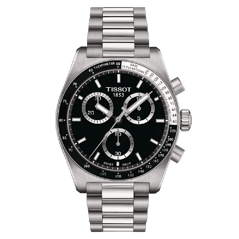 Women's Chronograph Watches with Morse Code Feature-Tissot PR516 Chronograph 40mm Black Dial Quartz Gents Watch T1494171105100