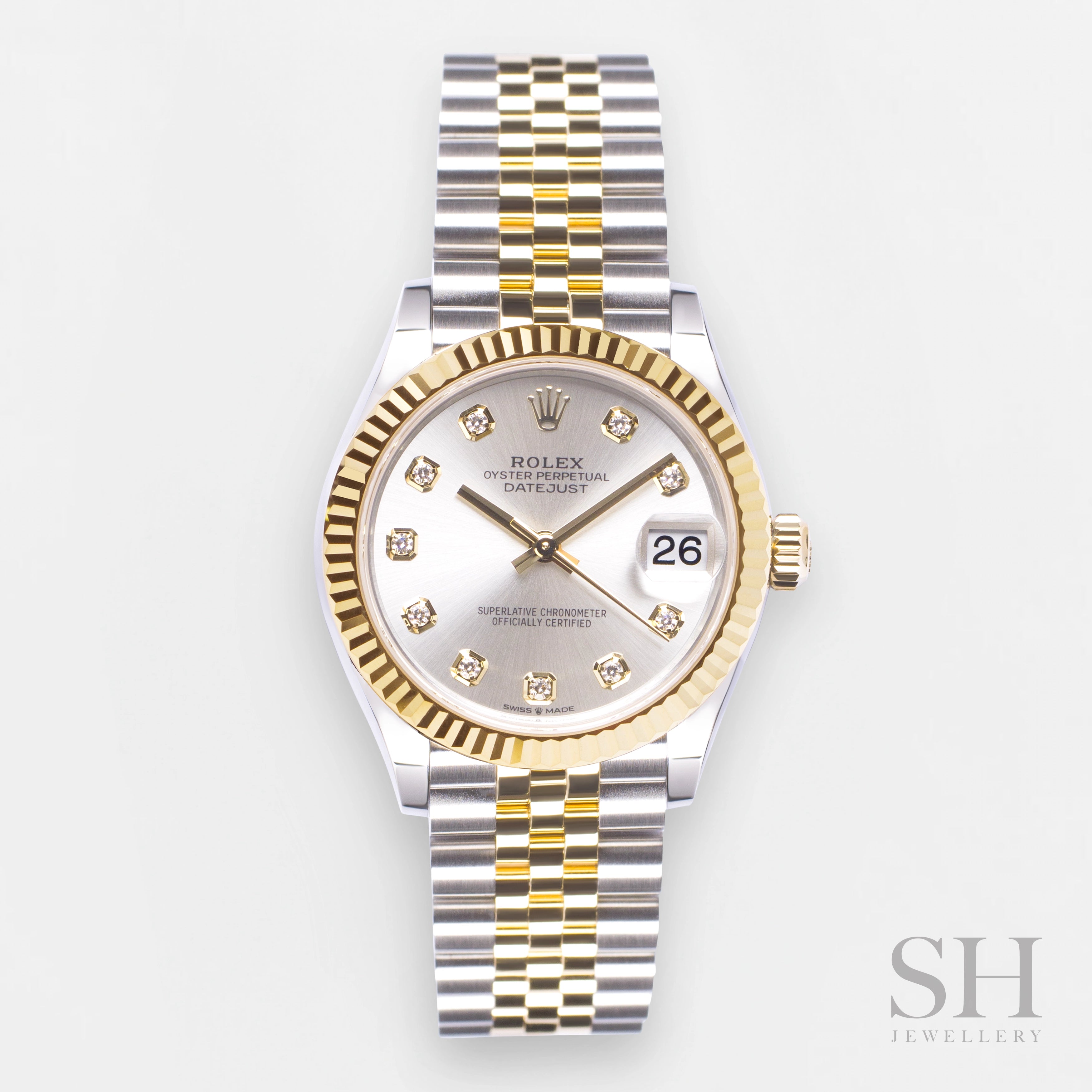 men's Rolex watches with small seconds subdial -​Rolex Datejust31 31mm Steel/YG Silver Dial Diamond Markers 2024 Ref m278273-0020 (#875)