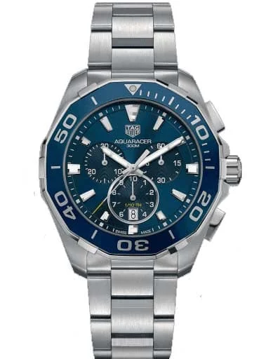 Men's Chronograph Watches with Dual Time Zones-Tag Heuer Aquaracer Chronograph Blue Dial Men'S Watch Cay111B.Ba0927