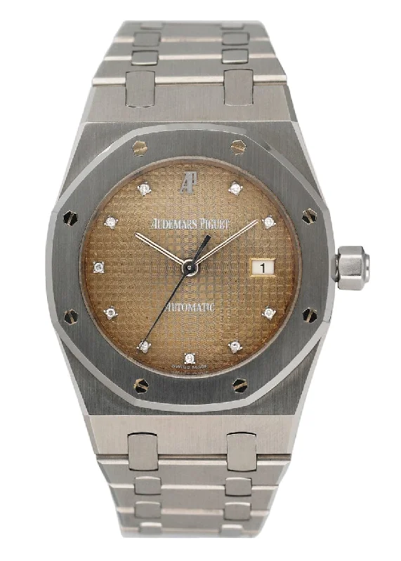 Men's Audemars Piguet Eco-Drive Watches-Audemars Piguet 15000ST Gray Topical Diamond Dial Stainless Steel Watch With Papers