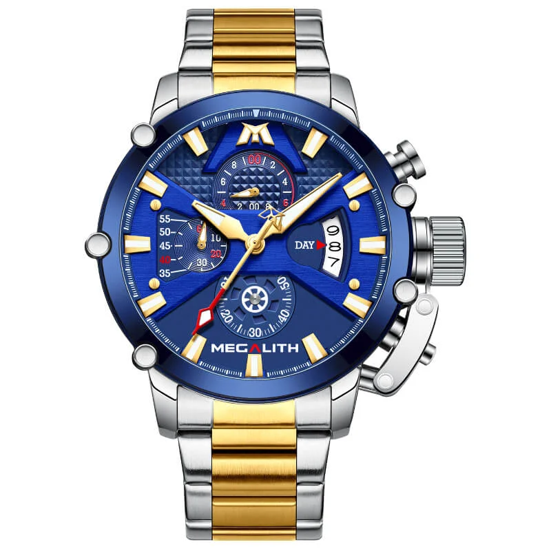 Men's Chronograph Watches with Laser Engraving-8219M | Quartz Men Watch | Stainless Steel Band
