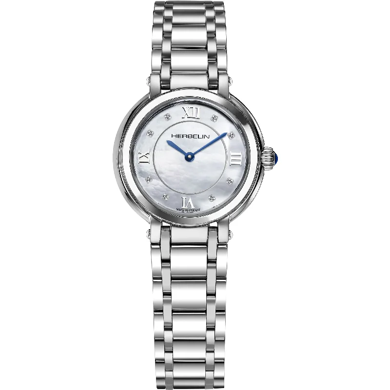 Men's Engagement Style Dress Watches for Proposal Ideas-Herbelin Galet  Ladies Silver Watch 17430B59