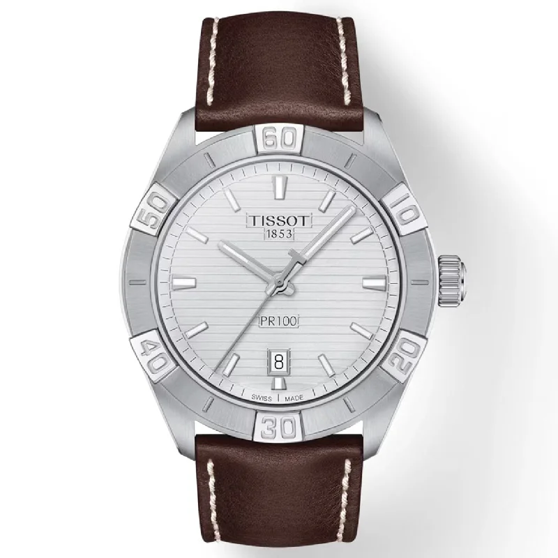 Women's Heritage Watches for Special Occasions-Tissot T-Classic PR100 Silver Dial Men 42mm